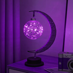 LED Star Moon Table Lamp with Hemp Rope & USB