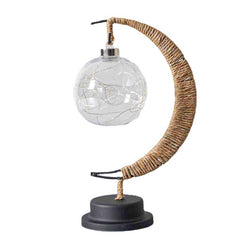 LED Star Moon Table Lamp with Hemp Rope & USB