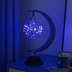 LED Star Moon Table Lamp with Hemp Rope & USB