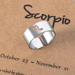 Virgo Zodiac Stainless Steel Ring with Card Packaging