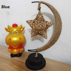 LED Star Moon Table Lamp with Hemp Rope & USB