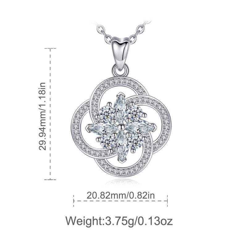 Silver Necklace with Diamond Pendant - Gemini Design