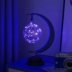 LED Star Moon Table Lamp with Hemp Rope & USB