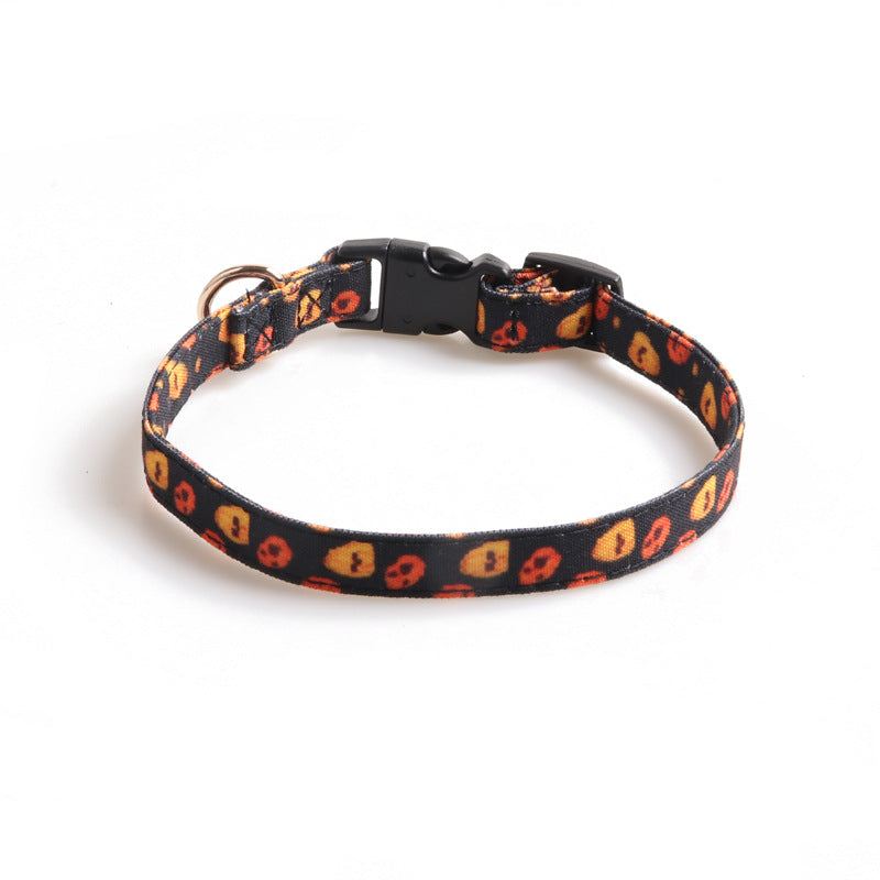 Halloween Pet Collar with Bowknot and Ghost Pattern