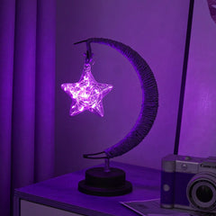 LED Star Moon Table Lamp with Hemp Rope & USB