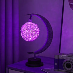 LED Star Moon Table Lamp with Hemp Rope & USB