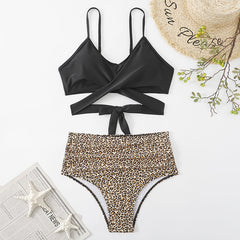 2023 Leopard Print High-Waisted Bikini Set