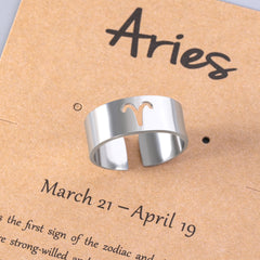 Virgo Zodiac Stainless Steel Ring with Card Packaging