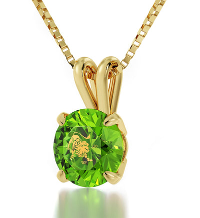 14k Yellow Gold Leo Swarovski Crystal Pendant