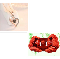 Metal Rose Jewelry Gift Box Necklace