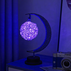LED Star Moon Table Lamp with Hemp Rope & USB