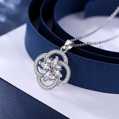 Silver Necklace with Diamond Pendant - Gemini Design