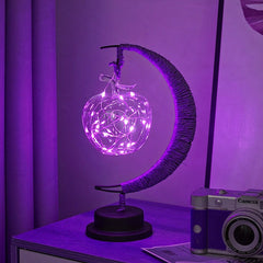 LED Star Moon Table Lamp with Hemp Rope & USB