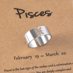 Virgo Zodiac Stainless Steel Ring with Card Packaging